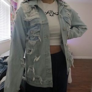 Distressed denim jacket